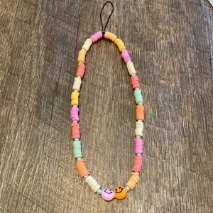 Phone Charm, Strap, Accesory, Smiley Face, Beaded, Handmade-Brand New!